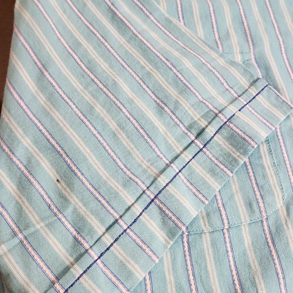 J. Ferarr Mens XXL NWT 100% Cotton Fitted Short Sleeve Button Up Turquoise - Picture 7 of 15